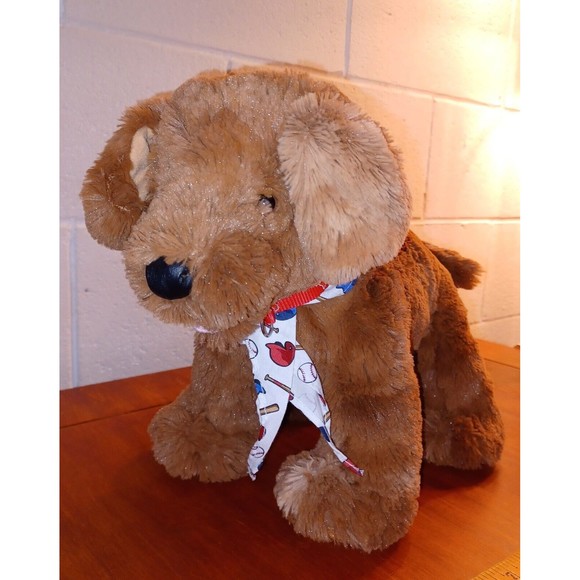Build A Bear 'Dugout Dog' Baseball Puppy Plush With Bandana & Cardinals Collar - Picture 2 of 11